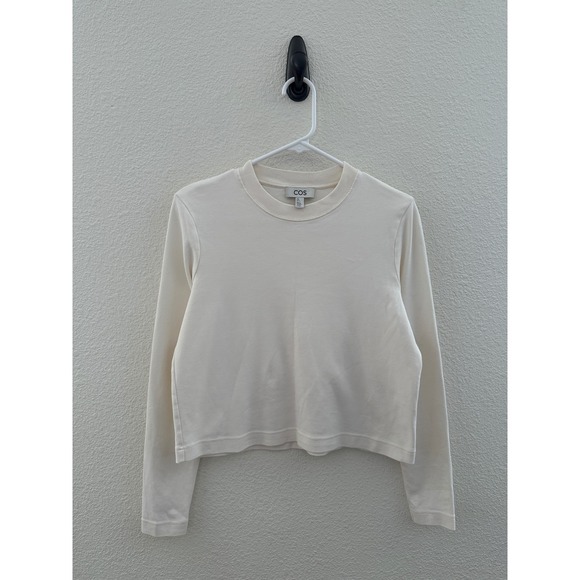 COS Tops - COS Off White Cream Heavyweight Cotton Long Sleeve Cropped Shirt Minimalist S